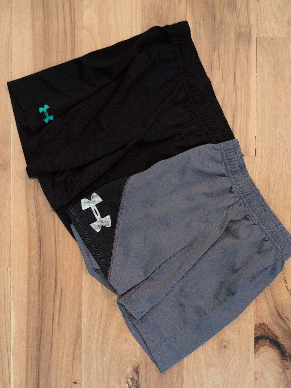 2 Under Armour Black & Gray Boy Performance Shorts Duo